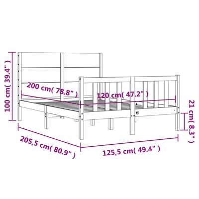 vidaXL Massivholzbett ohne Matratze 120x200 cm Kiefernholz