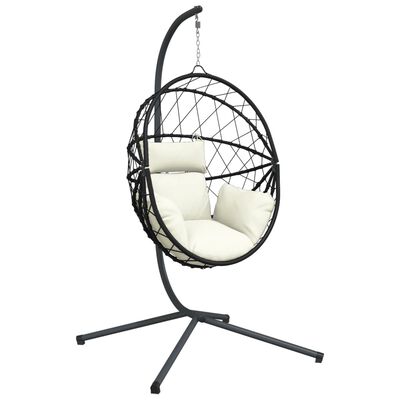 vidaXL Hängesessel Ei-Design mit Ständer Beige Rattan und Stahl