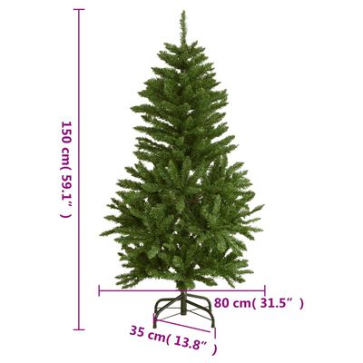 vidaXL Künstlicher Weihnachtsbaum Klappbar 150 LEDs & Kugeln 150 cm