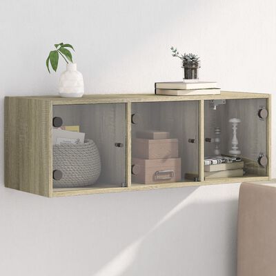 vidaXL Wandschrank mit Glastüren Sonoma-Eiche 102x37x35 cm