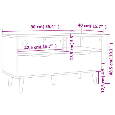 vidaXL TV-Schrank Räuchereiche 90x40x48,5 cm Holzwerkstoff