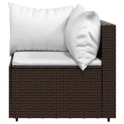 vidaXL 4-tlg. Garten-Lounge-Set mit Kissen Braun Poly Rattan