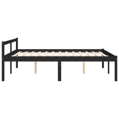 vidaXL Seniorenbett Schwarz 150x200 cm Massivholz Kiefer