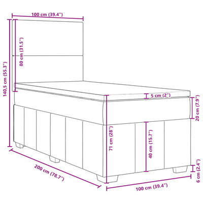 vidaXL Boxspringbett mit Matratze Creme 100x200 cm Stoff