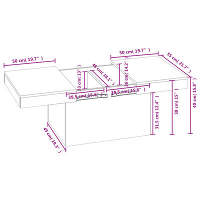 vidaXL Couchtisch Weiß 100x55x40 cm Holzwerkstoff