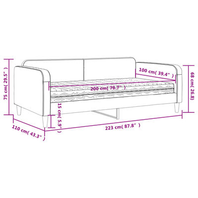 vidaXL Tagesbett mit Matratze Dunkelgrau 100x200 cm Stoff