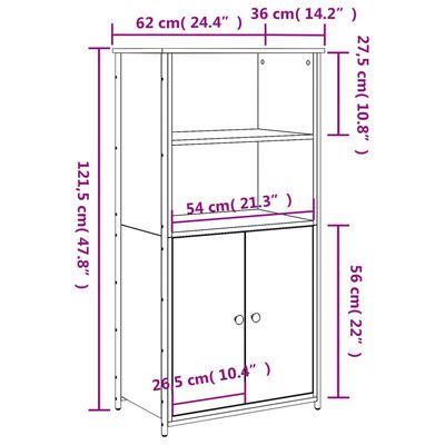 vidaXL Highboard Braun Eichen-Optik 62x36x121,5 cm Holzwerkstoff