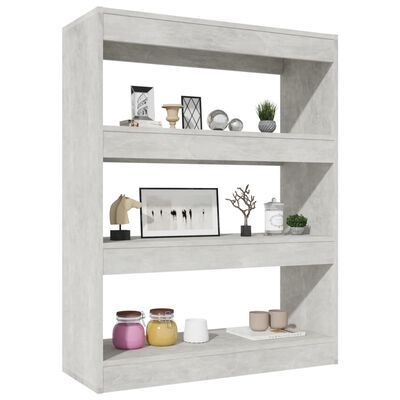 vidaXL Bücherregal/Raumteiler Betongrau 80x30x103 cm Holzwerkstoff