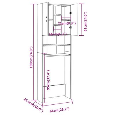 vidaXL Waschmaschinenschrank Räuchereiche 64x25,5x190 cm