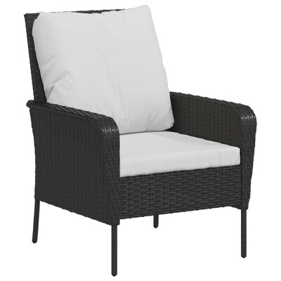 vidaXL Gartenstuhl mit Fußhocker Schwarz Poly Rattan