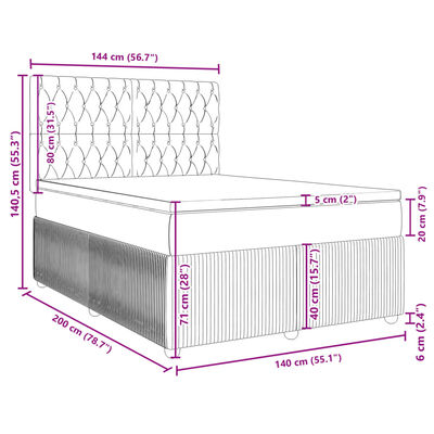 vidaXL Boxspringbett mit Matratze Dunkelbraun 140x200 cm Stoff