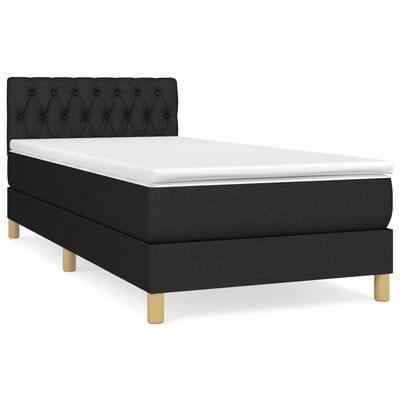 vidaXL Boxspringbett mit Matratze Schwarz 90x190 cm Stoff