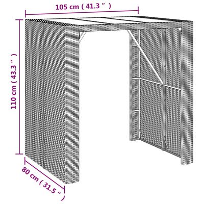 vidaXL 5-tlg. Gartenbar-Set Grau Poly Rattan & Massivholz Akazie