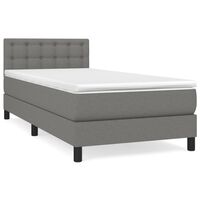 vidaXL Boxspringbett mit Matratze Dunkelgrau 80x200 cm Stoff