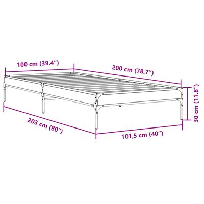 vidaXL Bettgestell Schwarz 100x200 cm Holzwerkstoff und Metall