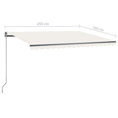 vidaXL Markise Manuell Einziehbar mit LED 450x350 cm Creme