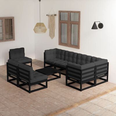 vidaXL 9-tlg. Garten-Lounge-Set mit Kissen Massivholz Kiefer