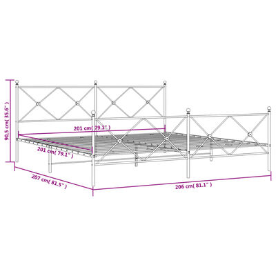 vidaXL Bettgestell mit Kopf- und Fußteil Metall Weiß 200x200 cm