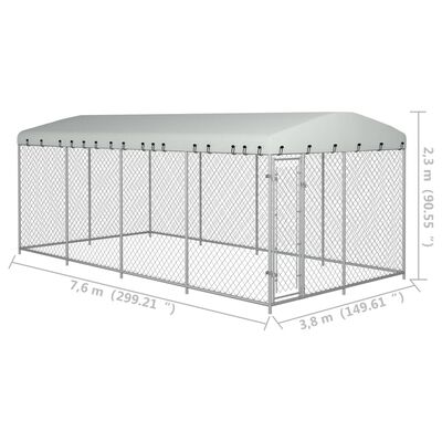 vidaXL Outdoor-Hundezwinger mit Überdachung 7,6x3,8x2,3 m