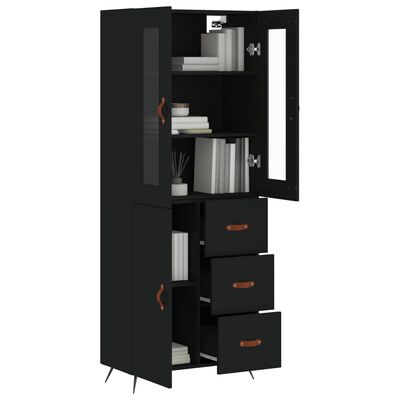 vidaXL Highboard Schwarz 69,5x34x180 cm Holzwerkstoff