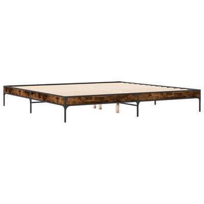 vidaXL Bettgestell Räuchereiche 180x200 cm Holzwerkstoff und Metall