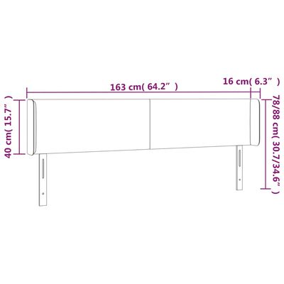 vidaXL LED Kopfteil Weiß 163x16x78/88 cm Kunstleder