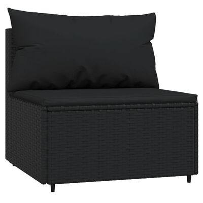 vidaXL 4-tlg. Garten-Lounge-Set mit Kissen Schwarz Poly Rattan