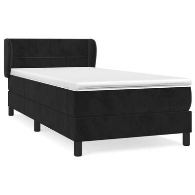 vidaXL Boxspringbett mit Matratze Schwarz 90x200 cm Samt