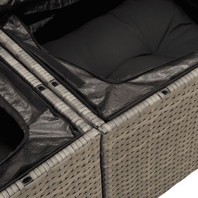 vidaXL 13-tlg. Garten-Sofagarnitur mit Kissen Grau Poly Rattan