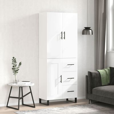 vidaXL Highboard Hochglanz-Weiß 69,5x34x180 cm Holzwerkstoff