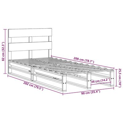 vidaXL Massivholzbett ohne Matratze Weiß 90x200 cm Kiefernholz