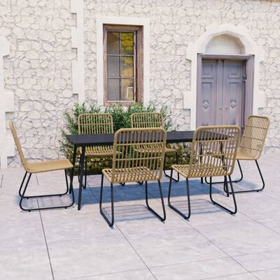 vidaXL 7-tlg. Garten-Essgruppe Poly Rattan und Glas