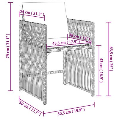 vidaXL 5-tlg. Garten-Essgruppe mit Kissen Schwarz Poly Rattan