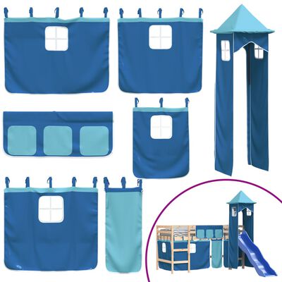 vidaXL Kinderhochbett mit Turm Blau 80x200 cm Massivholz Kiefer