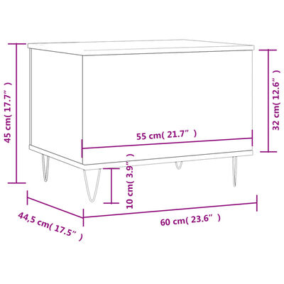 vidaXL Couchtisch Sonoma-Eiche 60x44,5x45 cm Holzwerkstoff