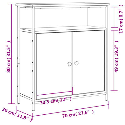 vidaXL Sideboard Grau Sonoma 70x30x80 cm Holzwerkstoff