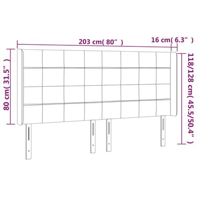 vidaXL LED Kopfteil Dunkelgrün 203x16x118/128 cm Samt