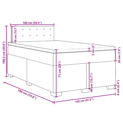 vidaXL Boxspringbett mit Matratze Dunkelblau 120x190 cm Samt