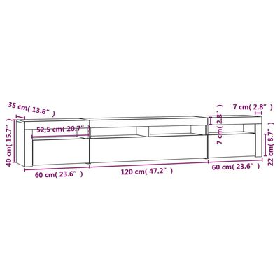 vidaXL TV-Schrank mit LED-Leuchten Hochglanz-Weiß 240x35x40 cm