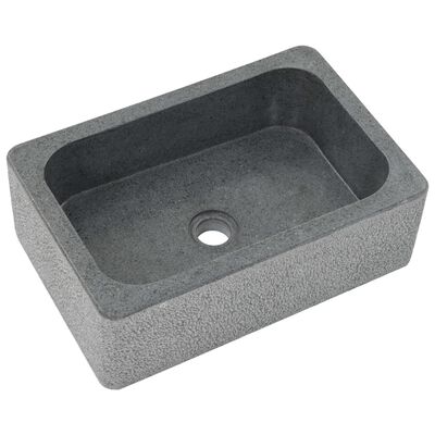 vidaXL Waschbecken 45x30x15 cm Flussstein Schwarz