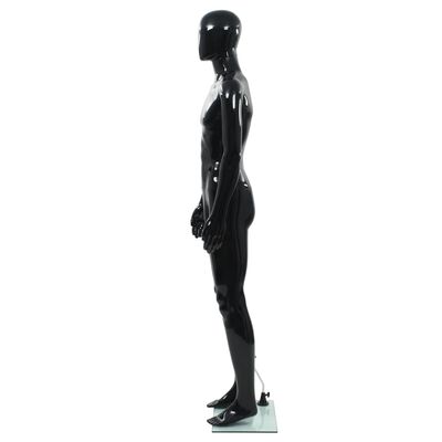 vidaXL Männliche Schaufensterpuppe mit Glassockel Schwarz 185 cm