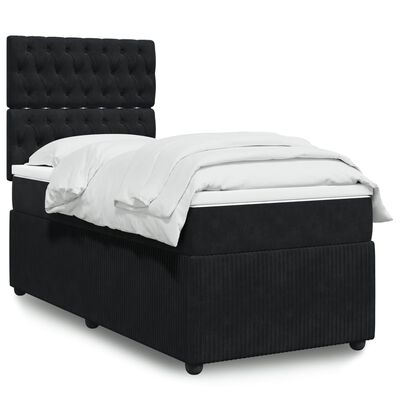 vidaXL Boxspringbett mit Matratze Schwarz 90x190 cm Samt