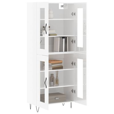 vidaXL Highboard Hochglanz-Weiß 69,5x34x180 cm Holzwerkstoff