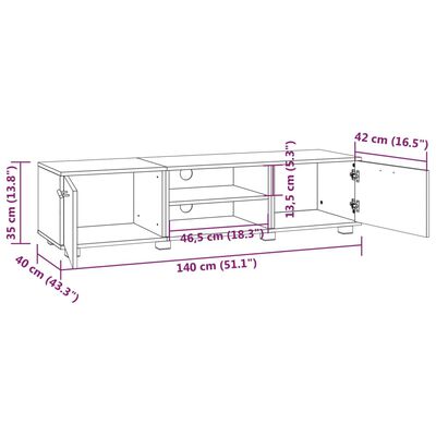 vidaXL TV-Schrank Weiß 140x40x35 cm Holzwerkstoff