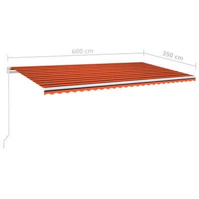 vidaXL Markise Manuell Einziehbar 600x350 cm Orange und Braun