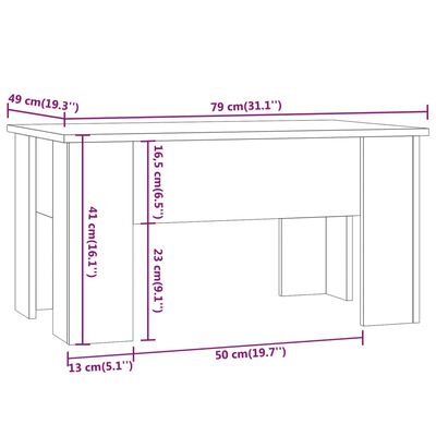 vidaXL Couchtisch Räuchereiche 79x49x41 cm Holzwerkstoff