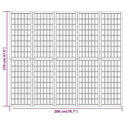 vidaXL 5-tlg. Paravent Japanischer Stil Faltbar 200x170 cm