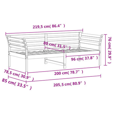 vidaXL Tagesbett ohne Matratze Wachsbraun 80x200 cm Massivholz Kiefer