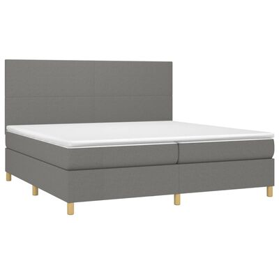 vidaXL Boxspringbett mit Matratze & LED Dunkelgrau 200x200 cm Stoff