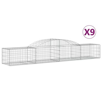 vidaXL Gabionen mit Hochbogen 9 Stk. 300x50x40/60 cm Verzinktes Eisen